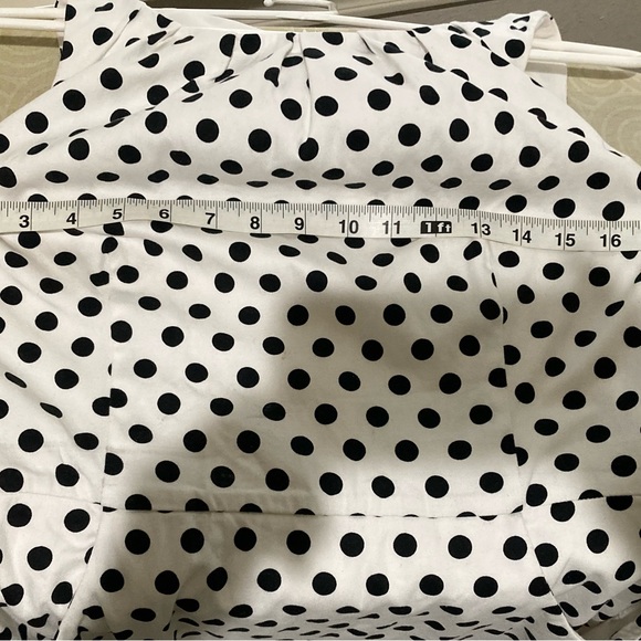 Chaps black and white polka dot cotton sleeveless sheath midi dress - Picture 7 of 10